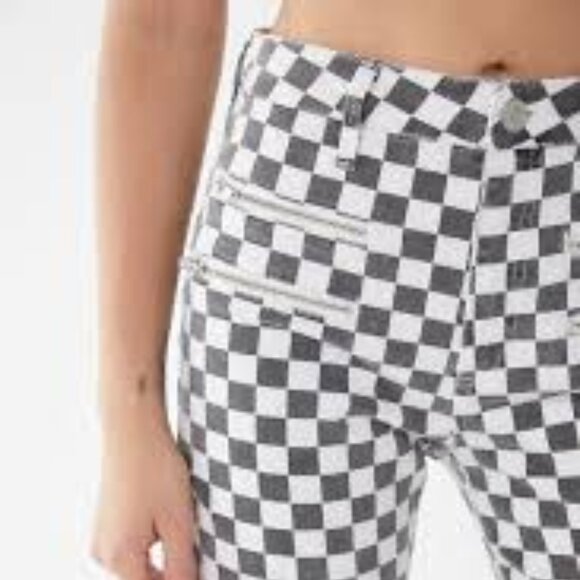 BDG Twig Slim Fit Checker Printed Zip Accent High Rise Skinny Jeans - Size 25 - Picture 1 of 8